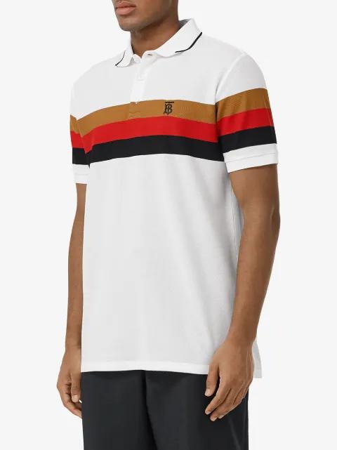 Burberry White Striped Cotton Pique Polo T-Shirt M