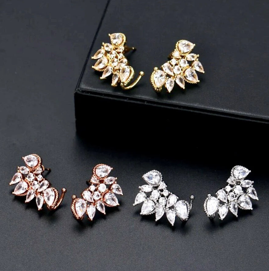 PEAR CUT STUD CUFF EARRING