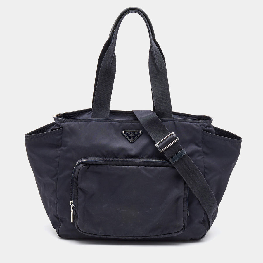 PRADA NAVY BLUE NYLON TESSUTO DIAPER BAG