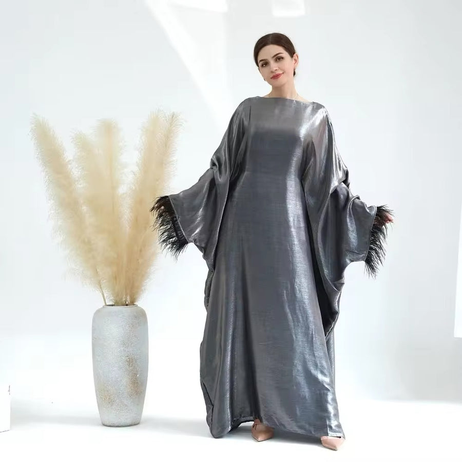 SAMPLE 187 METALLIC FEATHER ABAYA