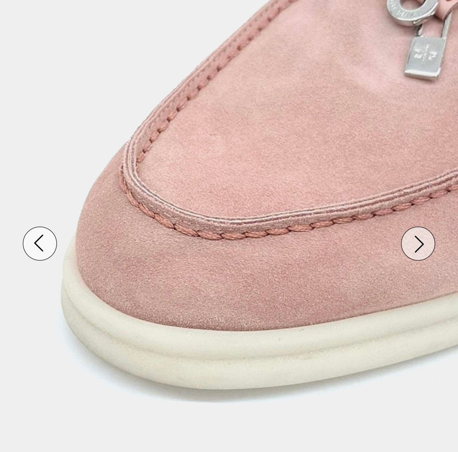 Loro Piana Pink Suede Mules Size 36