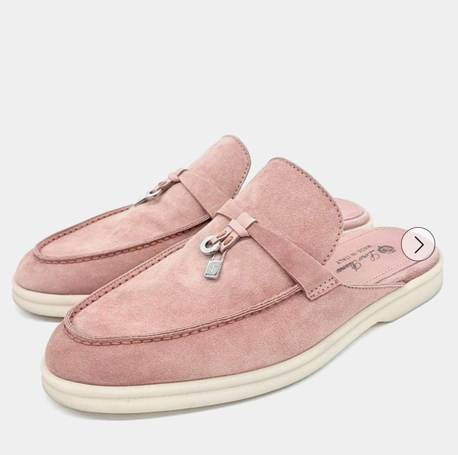 Loro Piana Pink Suede Mules Size 36