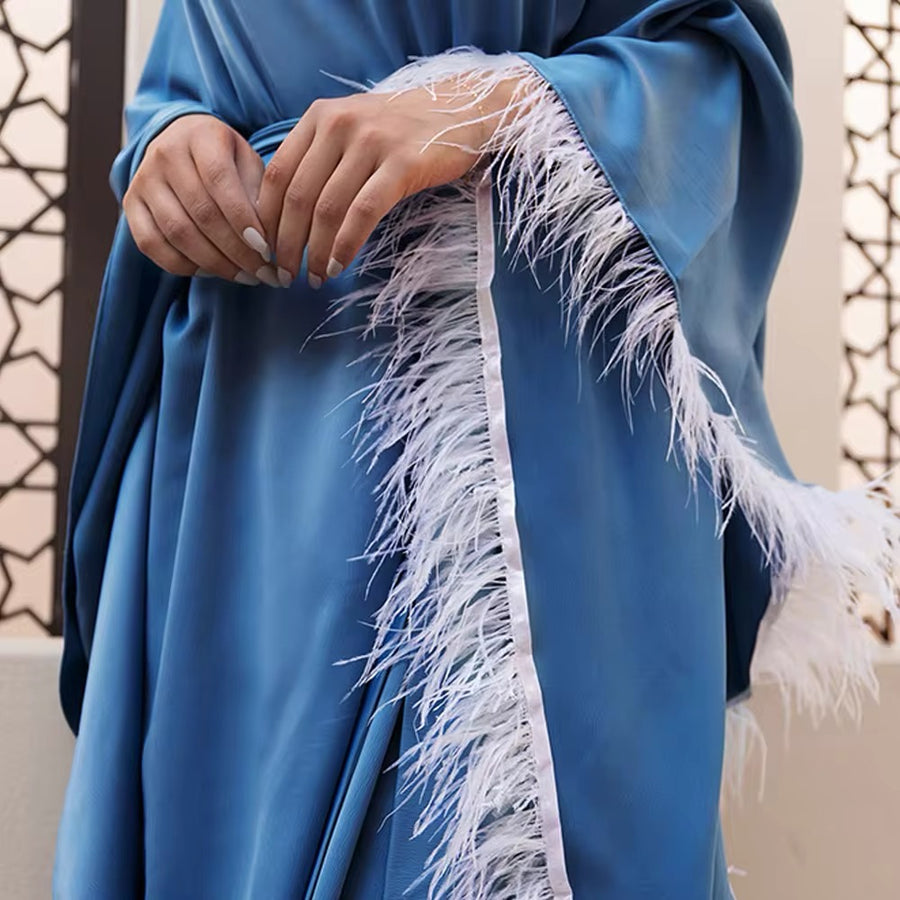 SAMPLE 191 BLUE FEATHER ABAYA