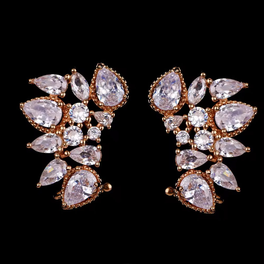 PEAR CUT STUD CUFF EARRING