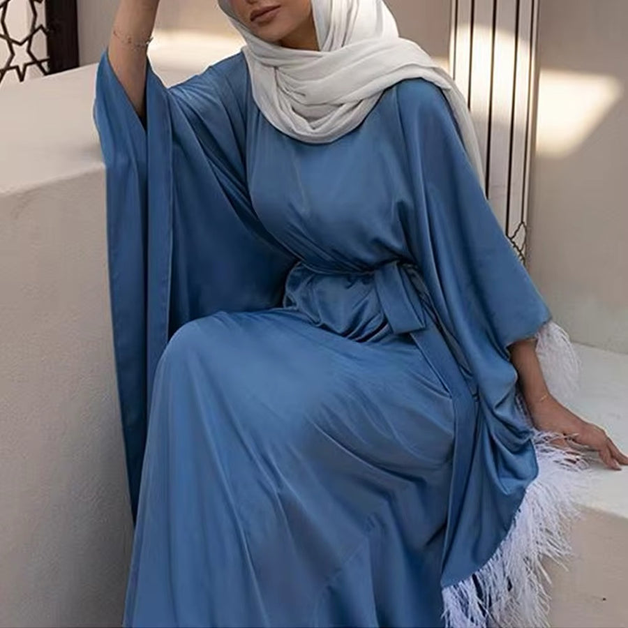 SAMPLE 191 BLUE FEATHER ABAYA