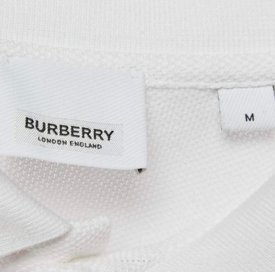 Burberry White Striped Cotton Pique Polo T-Shirt M