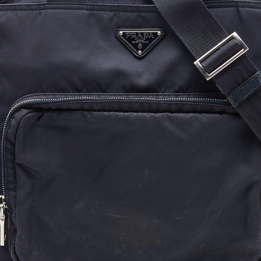PRADA NAVY BLUE NYLON TESSUTO DIAPER BAG