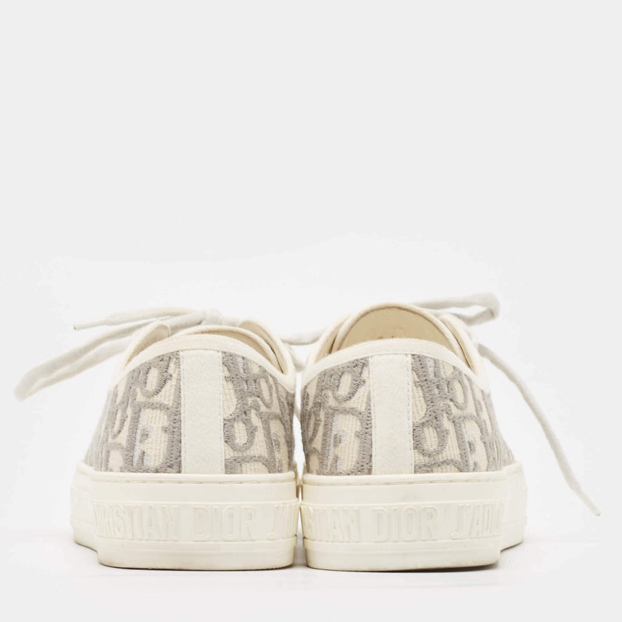 DIOR GREY / CREAM CANVAS WALK’n’DIOR LACE UP SNEAKERS SIZE 37
