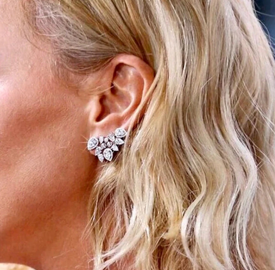 PEAR CUT STUD CUFF EARRING