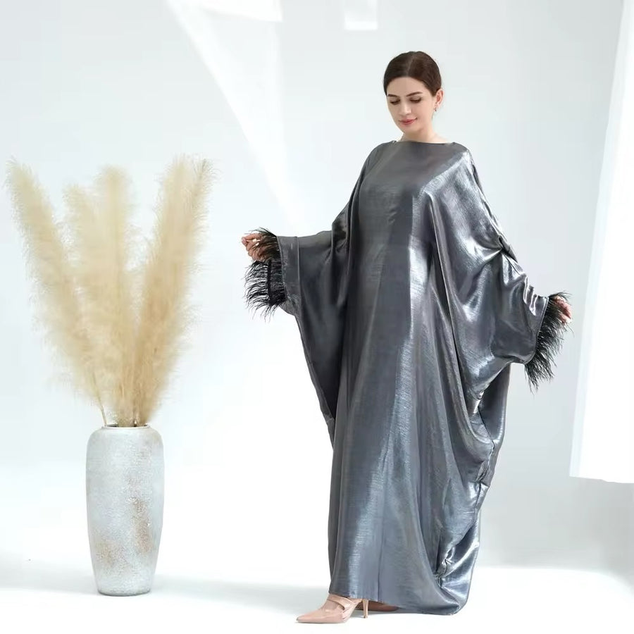 SAMPLE 187 METALLIC FEATHER ABAYA