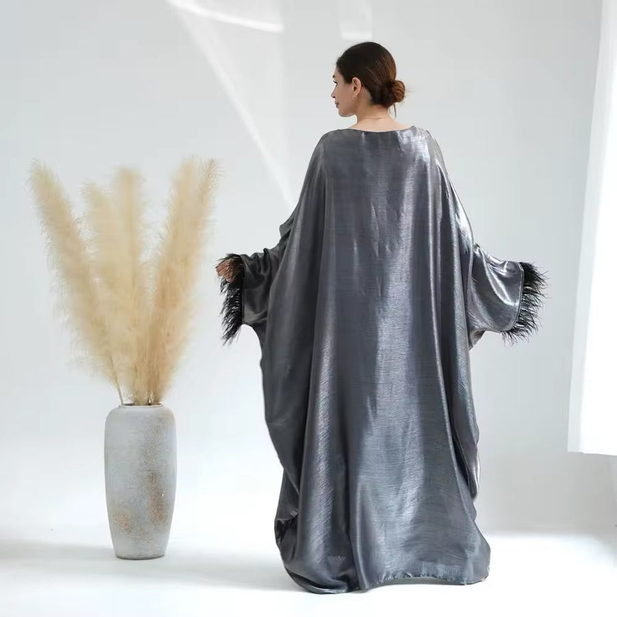 SAMPLE 187 METALLIC FEATHER ABAYA