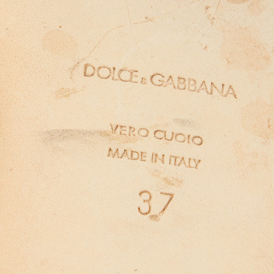 Dolce & Gabbana Yellow Lace Crystal Embellished Bianca Flat Slides Size 37