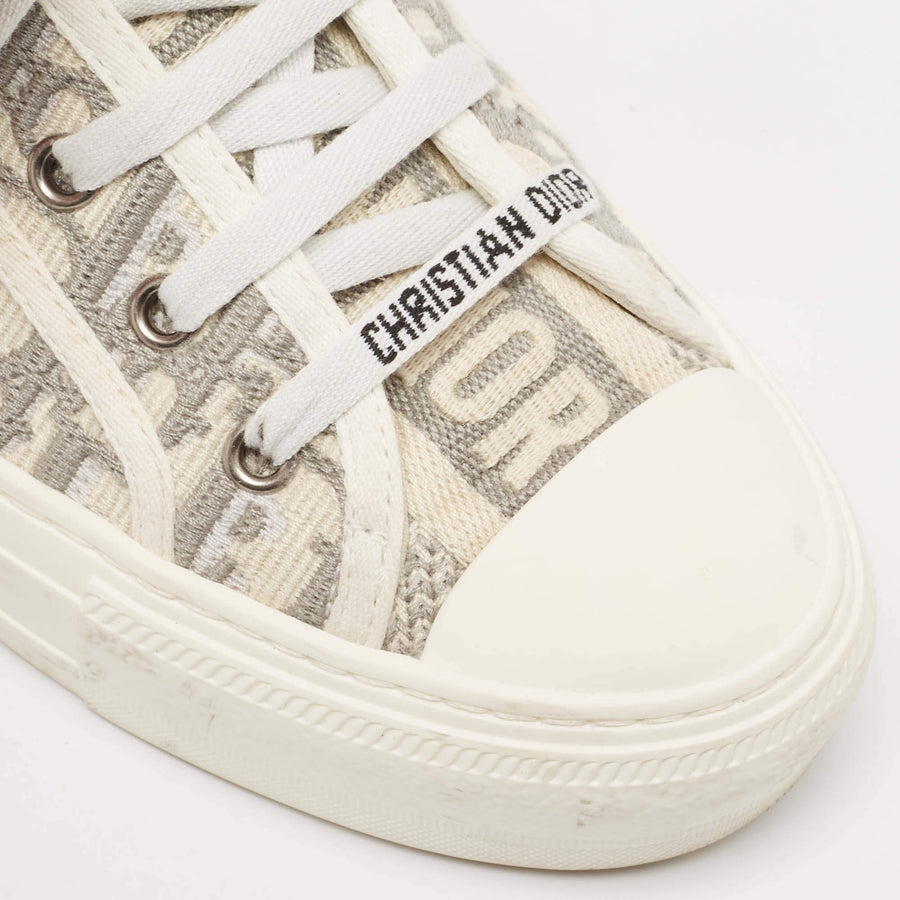 DIOR GREY / CREAM CANVAS WALK’n’DIOR LACE UP SNEAKERS SIZE 37