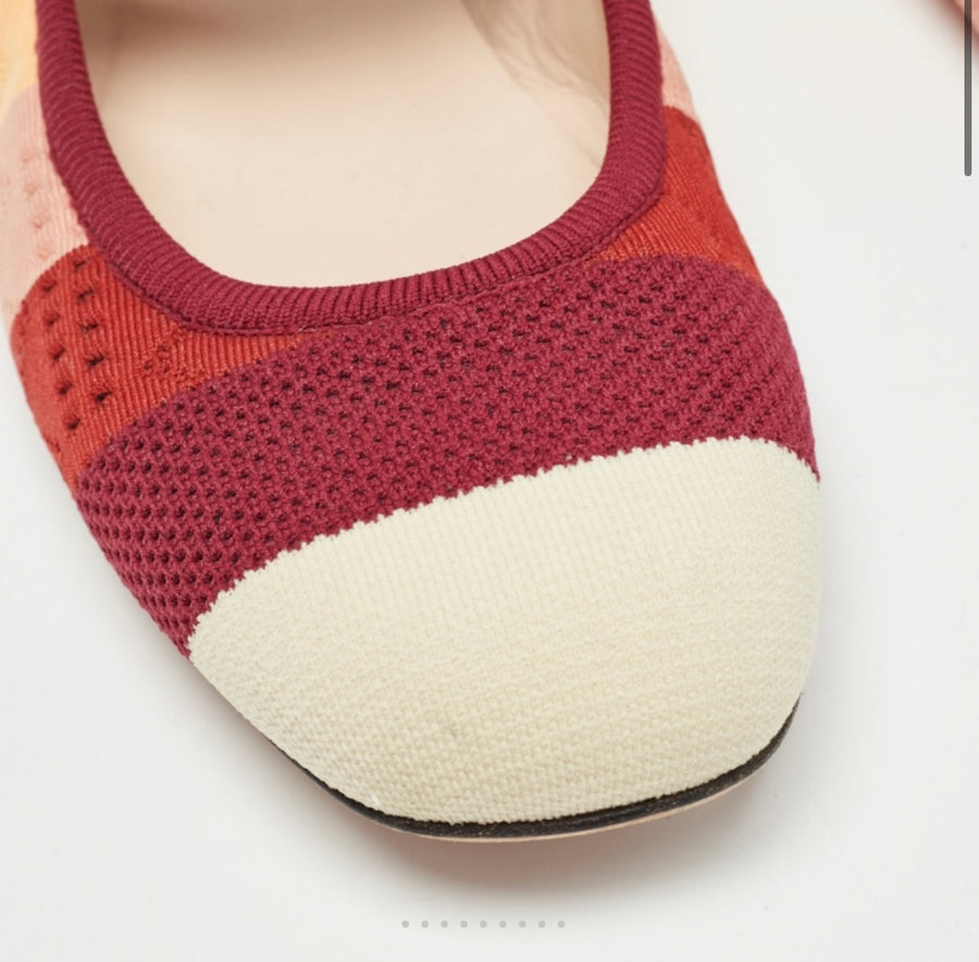FENDI MULTICOLOUR STRIPED KNIT BALLET FLAT SIZE 37