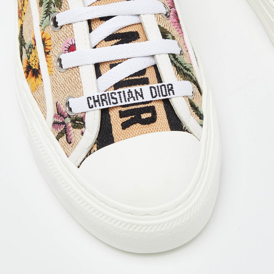 DIOR BEIGE FLORAL EMBROIDERED CANVAS WALK’N’DIOR SNEAKERS SIZE 36.5
