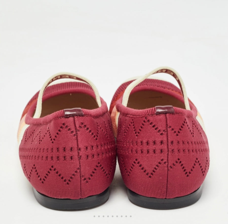 FENDI MULTICOLOUR STRIPED KNIT BALLET FLAT SIZE 37