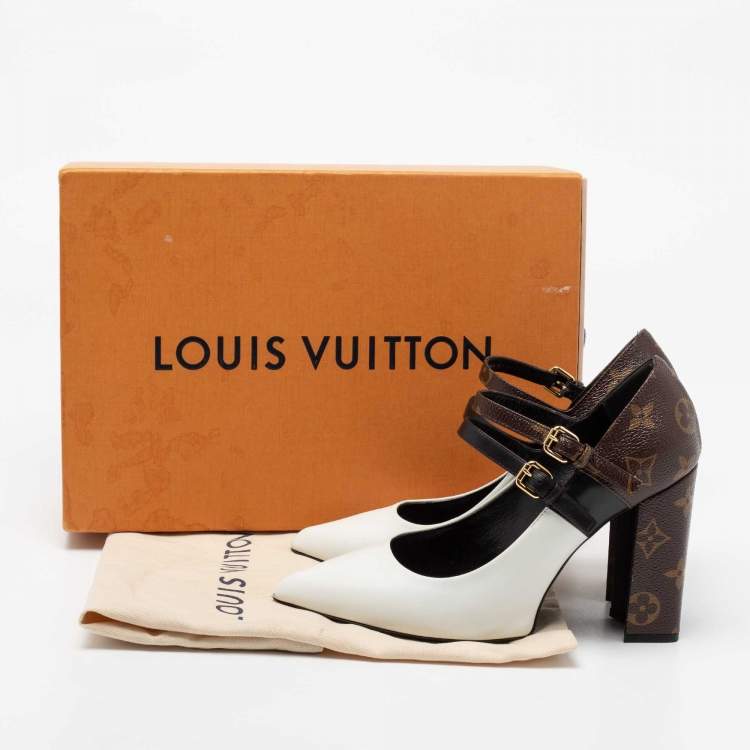 LOUIS VUITTON brown LV monogram bow maryjane chunky heel pump EU36.5