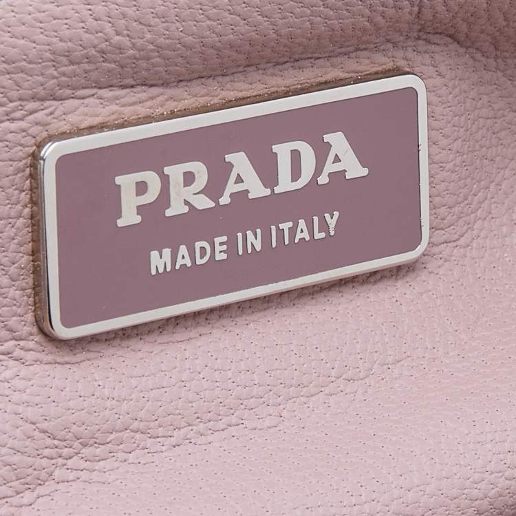 Prada Beige/Pink Woven Straw and Leather Shoulder Bag